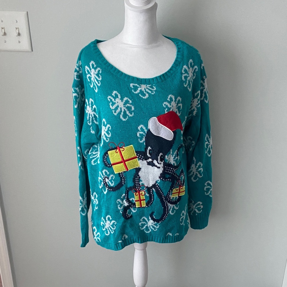 Teal Octopus Holiday Sweater